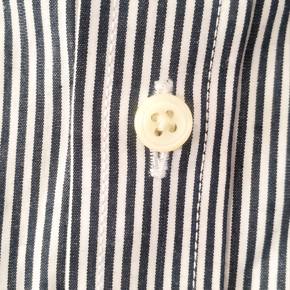 Lauren Ralph Lauren Woman’s Blouse Button Up Size 16 Striped White/blue Logo - Picture 4 of 13
